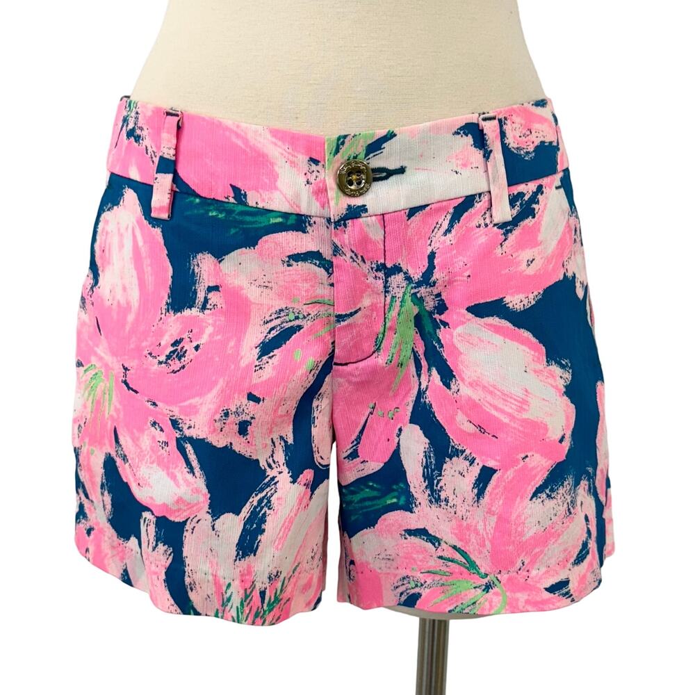 Lilly Pulitzer Pink, Navy & White Floral Print Shorts